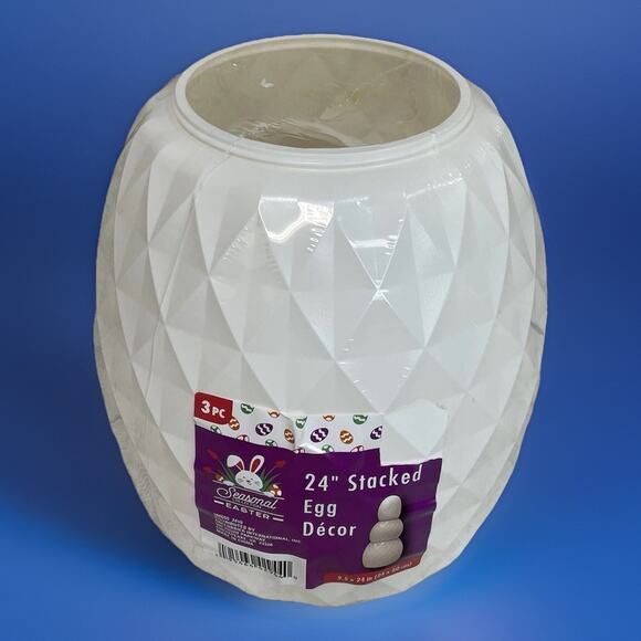 24" Stacked Eggs Easter Blow Mold Decor 3 Pieces White NEW DIY Paintable Sealed - Picture 5 of 6